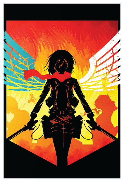 AOT - Mikasa Silhouette Poster